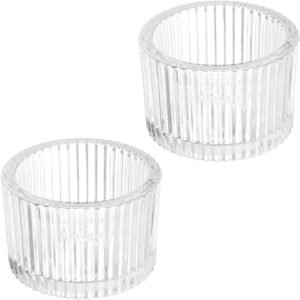 Glass Tealight Candle Holder 2PCS WHITE