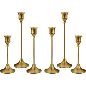 Metal Taper Candle Holder 6PCS BRASS