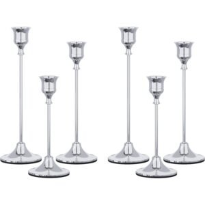 Metal Taper Candle Holder 6PCS SILVER