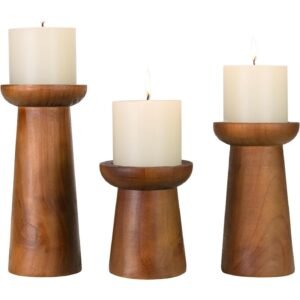 Natural Wood Pillar Candle Holder 3PCS 4/6/8