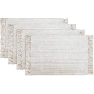 Chambray Stripe Placemat with Fringe - Set of 4