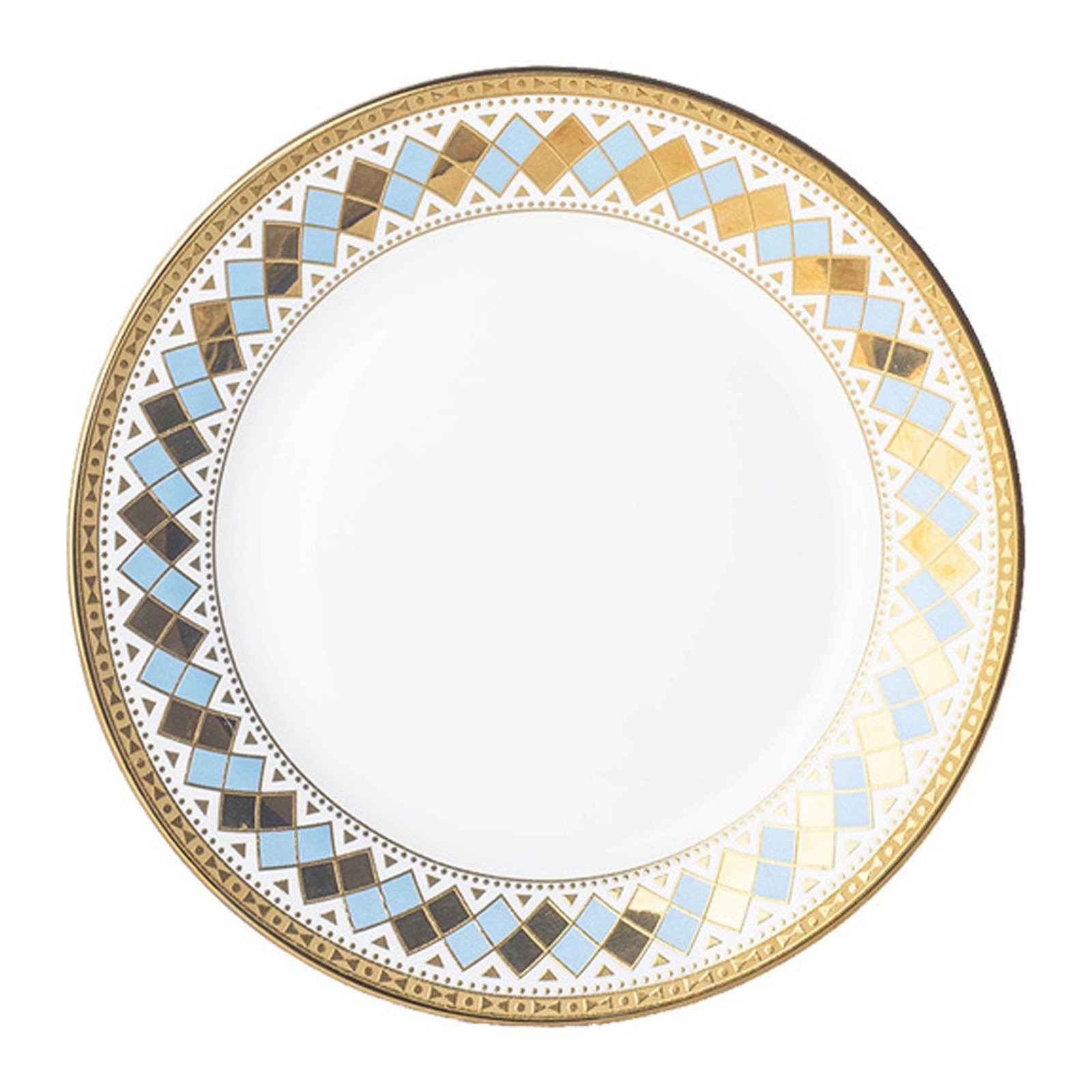 Blue Harlequin Gold Rim Dinner Plate