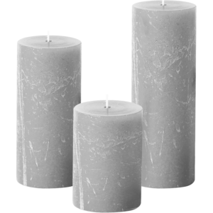 Rustic Pillar Candle Assorted-3PCS GREY