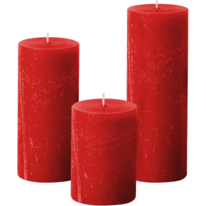 Rustic Pillar Candle Assorted-3PCS RED