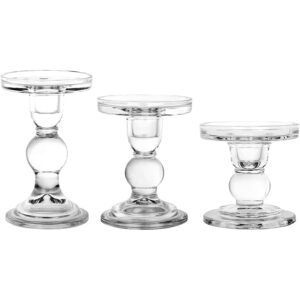 Glass Candlestick Holder-3PCS