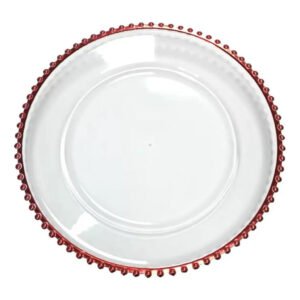 Reusable Beaded Rim Round Charger Plate 13 inch - Set of 6
