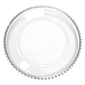 Reusable Beaded Rim Round Charger Plate 13 inch - Set of 6