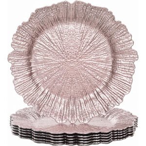 Reusable Plastic Coral Charger Plates 13 inch - Set of 6