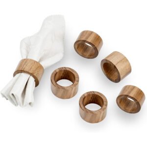 Acacia Wood Napkin Rings - Set of 6