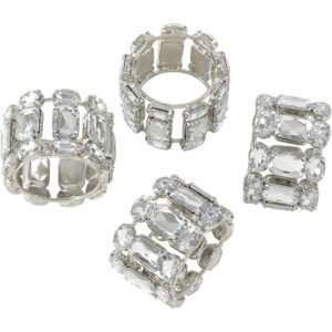 Jeweled Gem Stone Napkin Rings - Set of 4