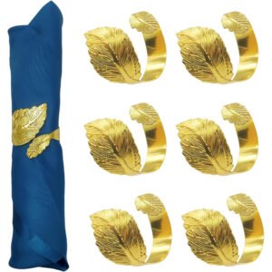 Leaf Metal Napkin Rings - Set of 6