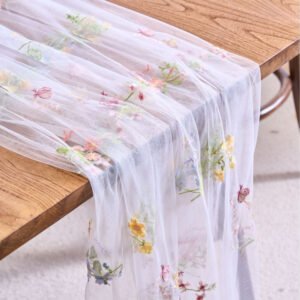 Floral Embroidered Lace Table Runner