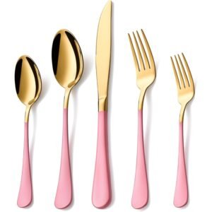 Two-Tone Gold Flatware Set-Set of 4 PINK GOLD