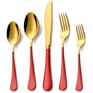 Two-Tone Gold Flatware Set-Set of 4 RED GOLD
