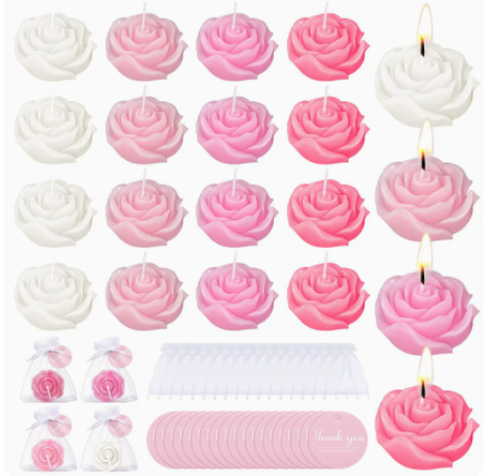 Rose Shaped Candles with Fresh Flowers-24PCS