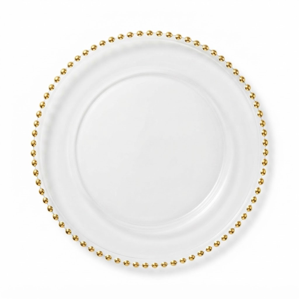 Reusable Plastic Transparent Round Charger Plate - Set of 10