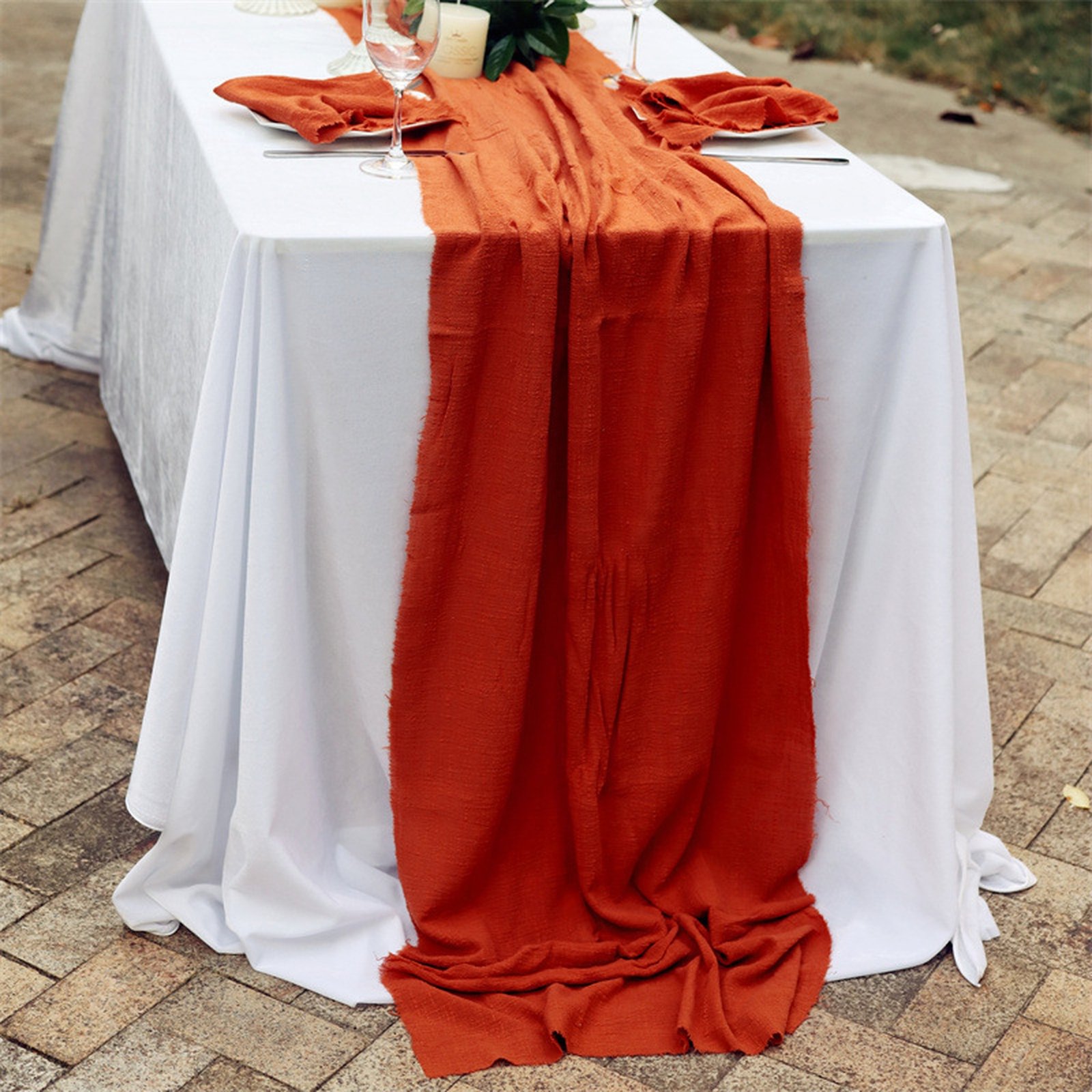 Fringed Cotton-Linen Table Runner