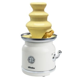 Hiboku Chocolate Fondue Fountain Machine Stainless Steel 3 Tiers Electric Mini Dipping Melting Warmer Cheese, Butter, Choco For Home, Parties, Festivals, 17oz, White, US Plug