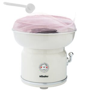 US Plug | Hiboku Electric Candy Machine | Countertop Maker For Kids, Birthday, Party, With Sugar Scoop, White, 120V Power Supply